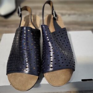 Josef Seibel Navy Perforated Sandals